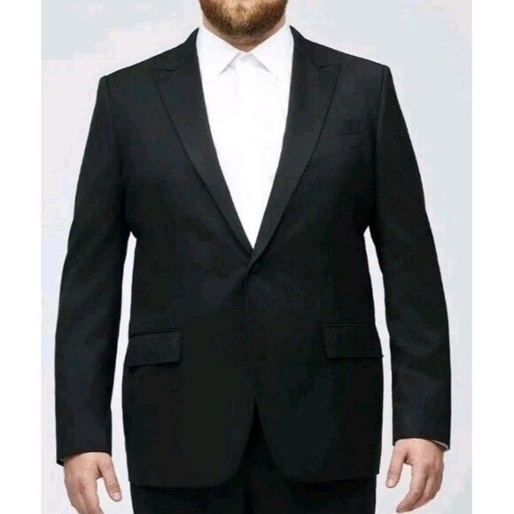 Italian Performance Wool Tuxedo Jacket 52L Black Stretch NWOT Formal Wedding 650 - Picture 5 of 12